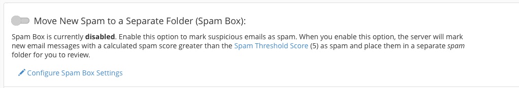 cPanel Interface / SpamAssassin Interface