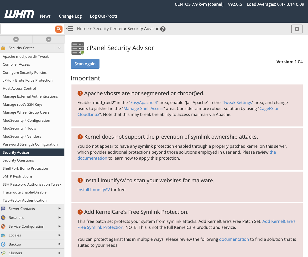 cPanel Security Advisor